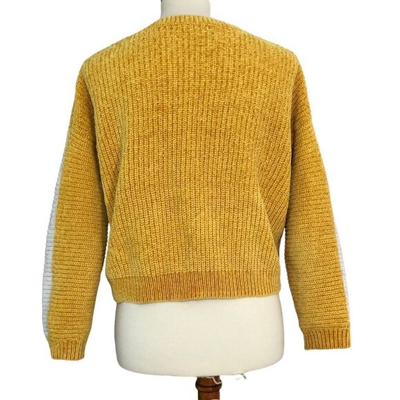 Sweet Rain Chenille Cropped Sweater Chunky Knit Mustard Size Large - Picture 2 of 9